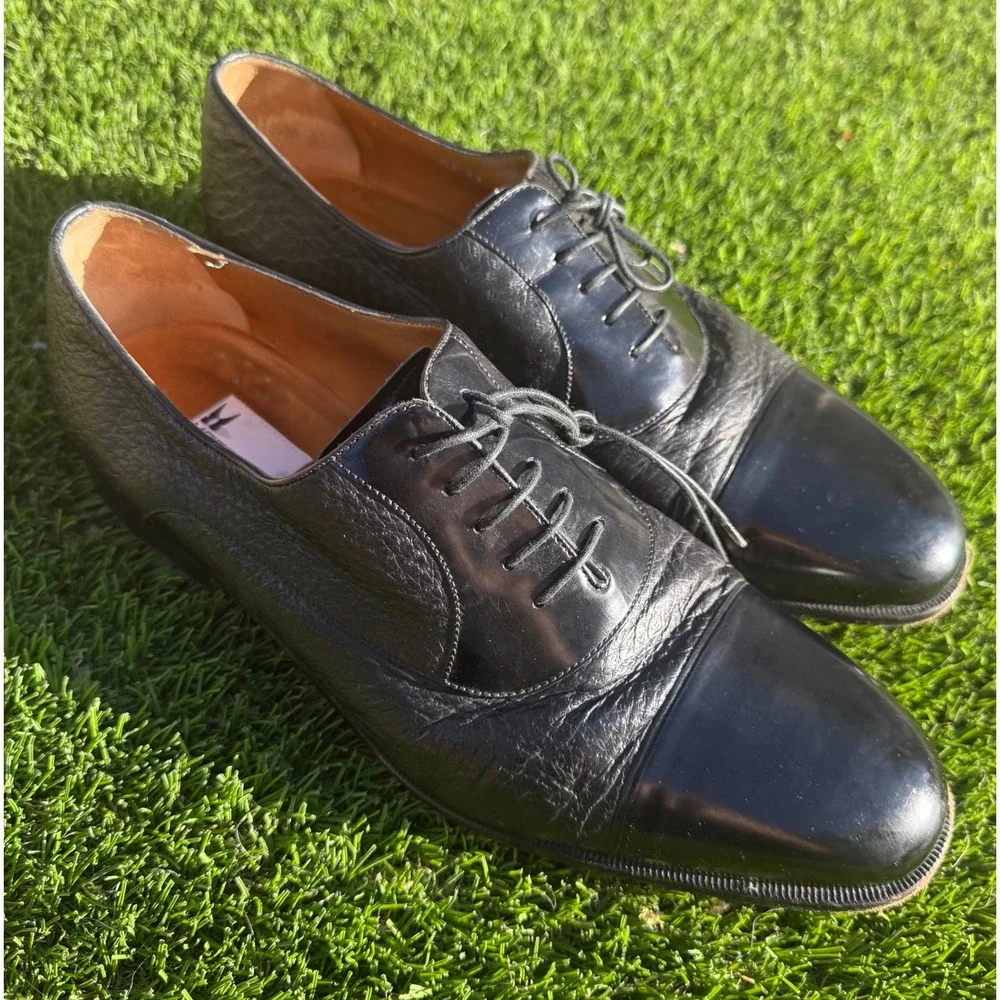 Moreschi Abano Soft Peccary Calf Skin Leather Cap Toe Lace Up Shoes Mens 13 US